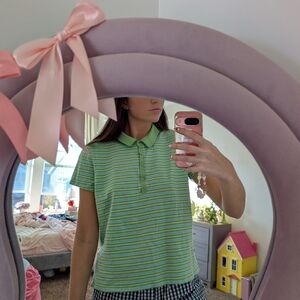 St. John's Bay Polo Shirt - Green and White Stripes